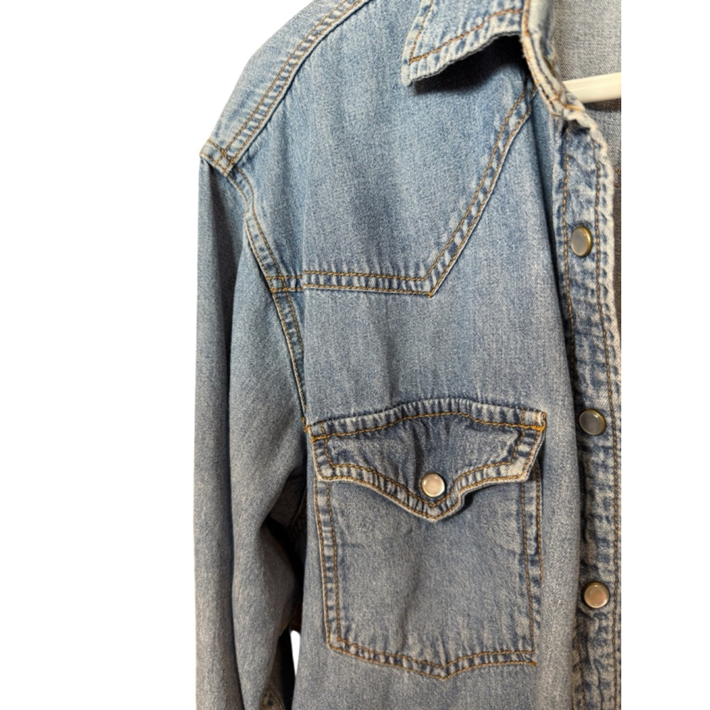 Western CLASSQUES SPORT Denim Shirt Medium Wash Blue Snaps MP - Picture 4 of 8